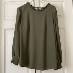 Dark Green Long Sleeve Blouse